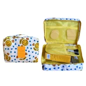 Kosmetyczki, organizery i kuferki - Kosmetyczka podróżna z wkładką na akcesoria MALLORCA żółta w serca - miniaturka - grafika 1