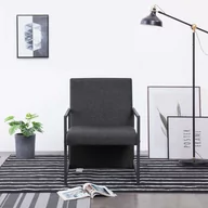 Fotele - vidaXL Fotel z chromowanymi nóżkami, ciemnoszary, materiałowy - miniaturka - grafika 1