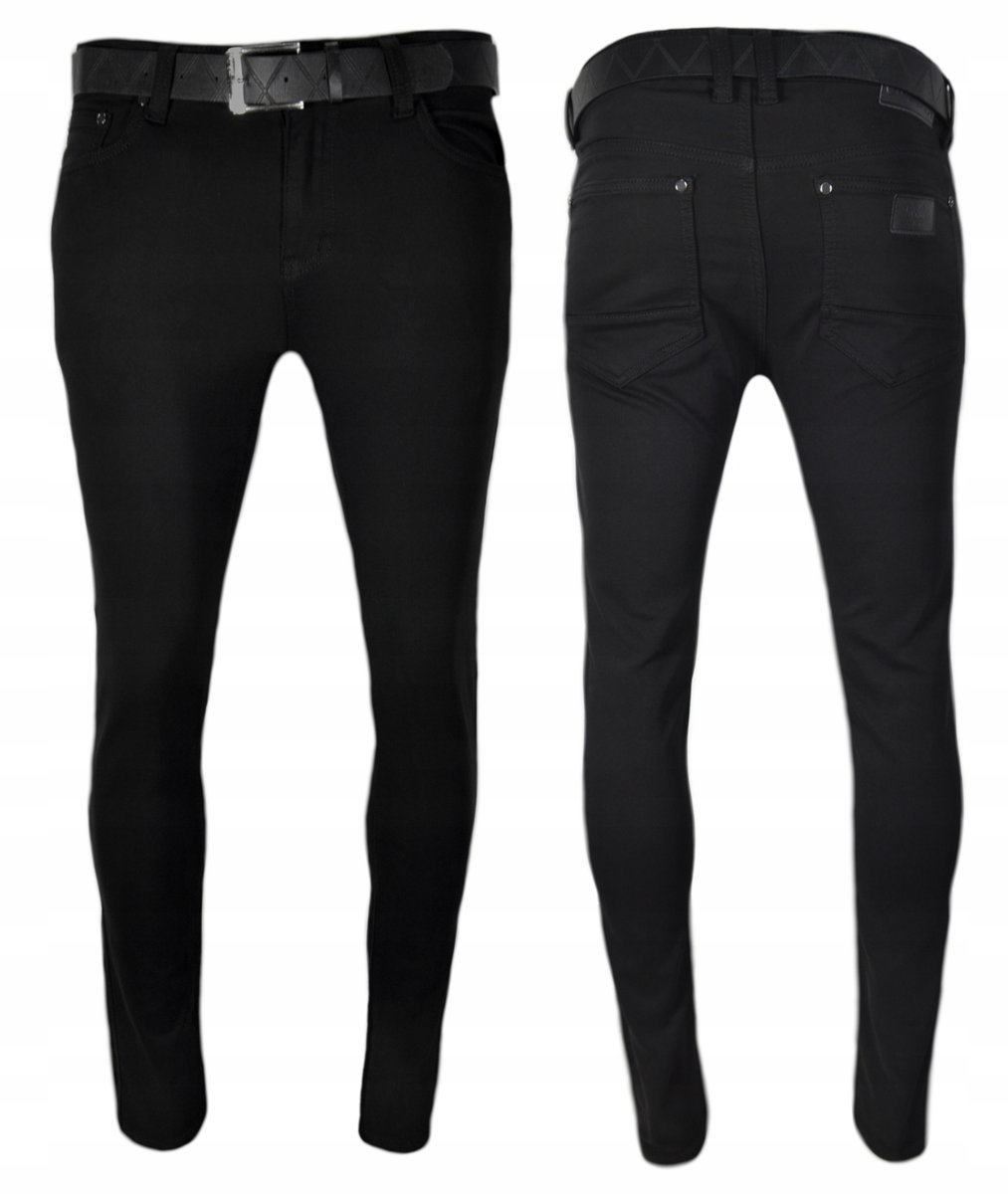 Spodnie męskie jeans CZARNE klasyczne casual r.33