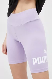 Spodenki damskie - Puma szorty damskie kolor fioletowy z nadrukiem high waist - grafika 1