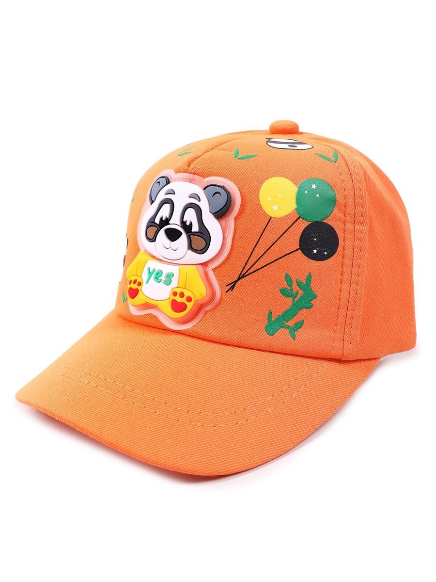 Czapka z daszkiem bejsbolówka dziecięca unisex panda pomarańczowa 50-54 YOCLUB