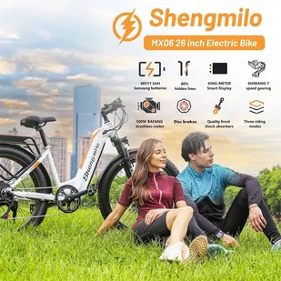 Shengmilo MX06 Electric Off-road Bike, 26in All-terrain Tires 500W Motor 42km/h Max Speed 48V 17.5Ah Battery 50-90km Ran - Rowery elektryczne - miniaturka - grafika 14