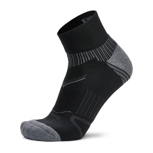 Balega Skarpety do biegania Enduro Quarter Unisex ze wsparciem łuku - wydajne, amortyzowane, oddychające, odporne na wilgoć, niewidoczne szwy - czarne, rozmiar M (EU 40-42,5