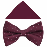 Krawaty i muchy męskie - Bordowa/Burdgundowa muszka męska w białe kropki/groszki A372 - miniaturka - grafika 1