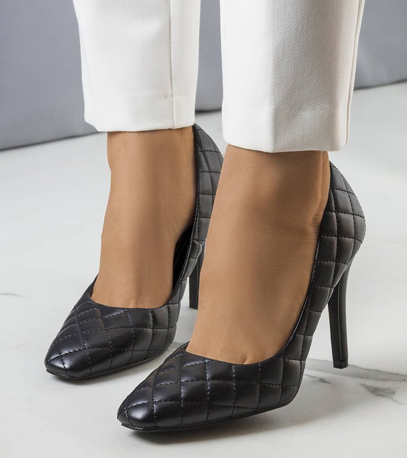 Czarne szpilki pikowane Nadelia-38