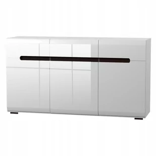 Komoda biała połysk 3 drzwi 3 szuflady 150 cm MDF SYDNEY - Komody Komoda biała połysk 3 drzwi 3 szuflady 150 cm MDF SYDNEY - Komody - miniaturka - grafika 1