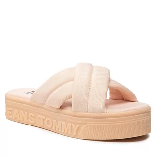 Klapki i japonki damskie - Mango Klapki TOMMY JEANS - Flatform Sandal EN0EN01798 Frosty TM6 - grafika 1