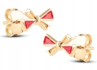 Biżuteria dla dzieci - ZŁOTE KOLCZYKI NA SZTYFT KOKARDKI KOKARDA 585 - miniaturka - grafika 1