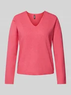 Swetry damskie - Sweter z dzianiny o kroju regular fit z szerokim wzorem w paski i obniżonymi ramionami model ‘BREE’ - miniaturka - grafika 1