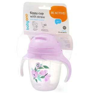 Kubek BABYONO 1464 05 240 ml Różowy - Butelki dla niemowląt - miniaturka - grafika 1