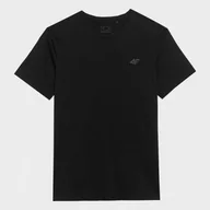 Koszulki sportowe męskie - Męski t-shirt basic 4F 4FWSS24TTSHM1154 - czarny - miniaturka - grafika 1