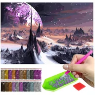 Zabawki kreatywne - Haft Diamentowy Diamond Painting mozaika 40x60 kosmos zestaw akcesoria - miniaturka - grafika 1