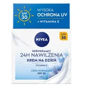 Kremy do twarzy - Nivea 24H Nawilżenia odświeżający krem na dzień SPF30 cera normalna 50ml - miniaturka - grafika 1