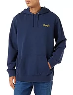 Bluzy męskie - Wrangler Męska bluza z kapturem z logo, grantowy, M - miniaturka - grafika 1