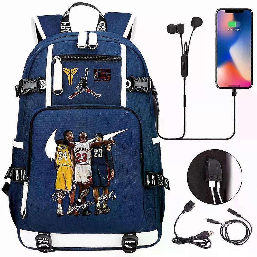 Kobe Bryant Michael Jordan I Lebron James Plecak z nadrukiem Torba podróżna Torba szkolna dla studentów Torba na komputer niebieska