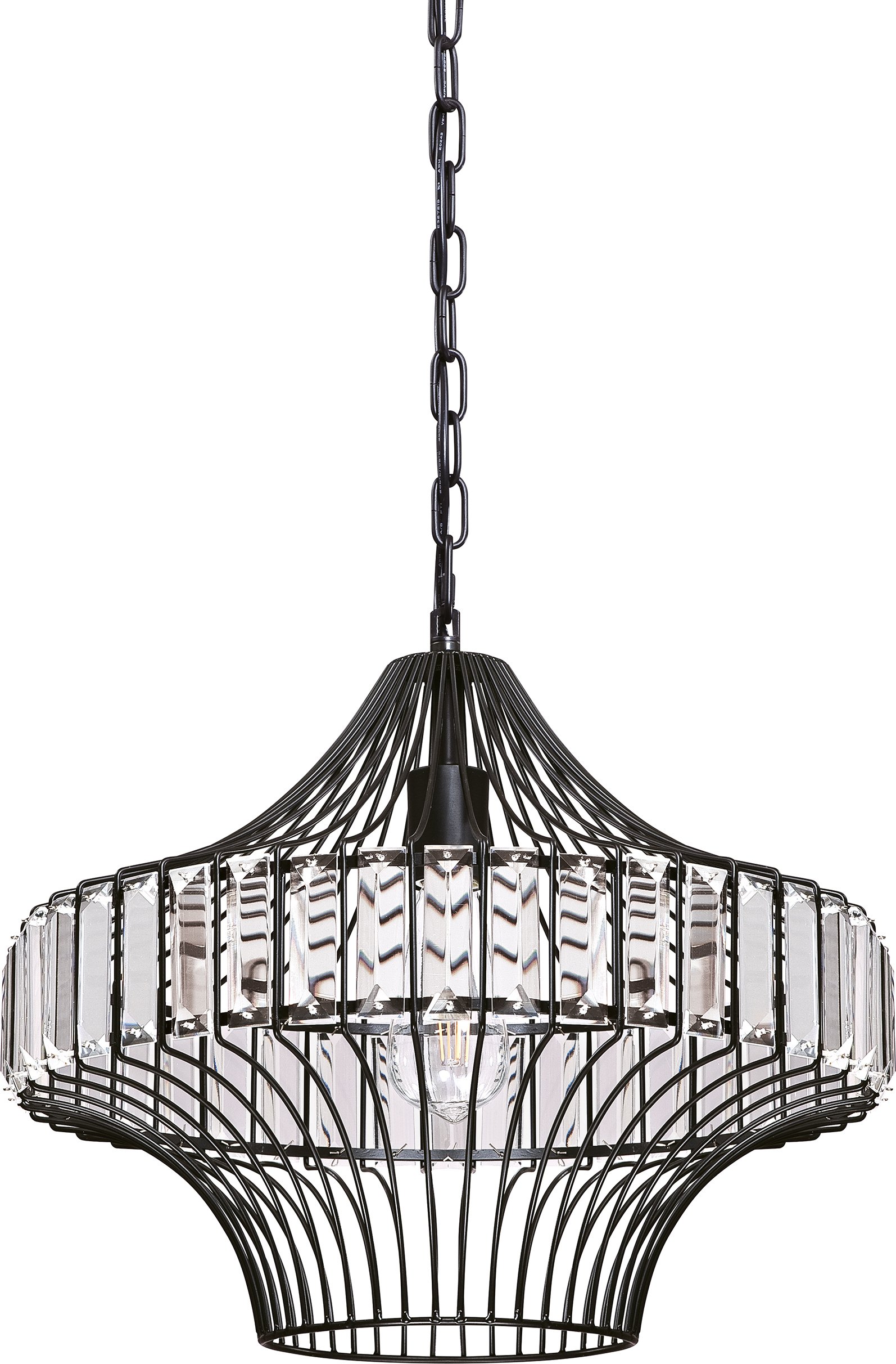 Lampa wisząca kryształowa czarna z 1 żarówką