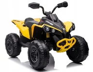 Pojazdy elektryczne dla dzieci - Quad Na Akumulator Can-Am Licencja 4x45W 12V Ekoskóra Koła Eva Żółty - miniaturka - grafika 1