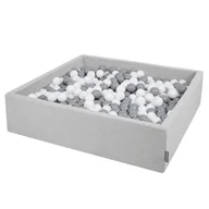 Suche baseny - KiddyMoon, suchy basen kwadratowy z piłeczkami 7cm 120x30 jasnoszary: biały-szary 120x30/600piłek - miniaturka - grafika 1