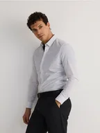Koszule męskie - Reserved - Bawełniana koszula slim fit - ciemnoszary - miniaturka - grafika 1