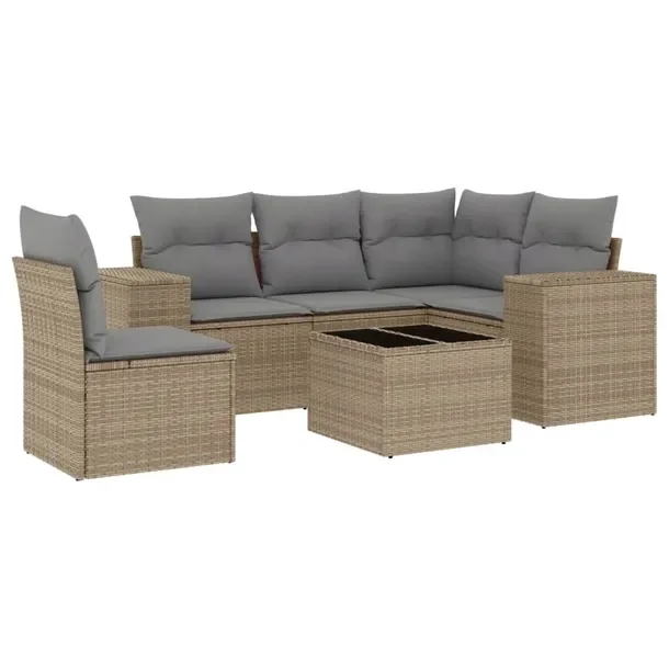 Zestaw mebli ogrodowych modułowych beżowy rattan PE 62 x 62 x 69 cm