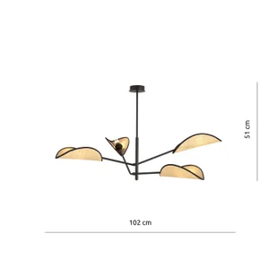 Emibig Vene lampa sufitowa 4-punktowa czarna/rattan 1160/4 1160/4 - Lampy sufitowe - miniaturka - grafika 6