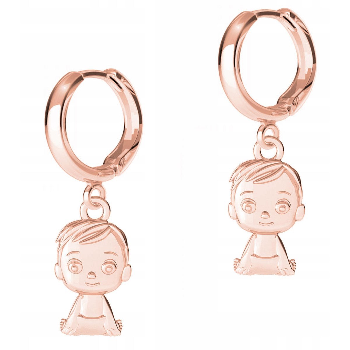 Kolczyki Pozłacane Blaszki z Chłopcami Rodzina Chłopiec Family SREBRO 925