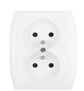Abex Gniazdo podwójne z/u monoblok Nova - biały - Gniazdka elektryczne - miniaturka - grafika 1