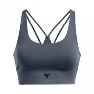 Bielizna sportowa damska - Damski biustonosz treningowy Under Armour Project Rock Let's Go Grind Sportlette - szary - UNDER ARMOUR - miniaturka - grafika 1