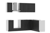 Meble kuchenne - Zestaw Mebli Kuchennych Bristol 240X180 Cm L/P Mdf Lakier Czarny Mat Cichy Domyk Blum - miniaturka - grafika 1