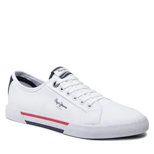 Pepe jeans Tenisówki Brady Men Basic PMS30816 White 800 - Trampki damskie - miniaturka - grafika 1