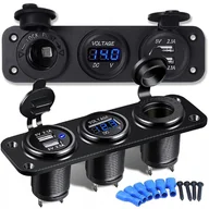 Akcesoria motoryzacyjne - Gniazdo Ładowania Zapalniczki 12V Woltomierz 2 Usb - miniaturka - grafika 1