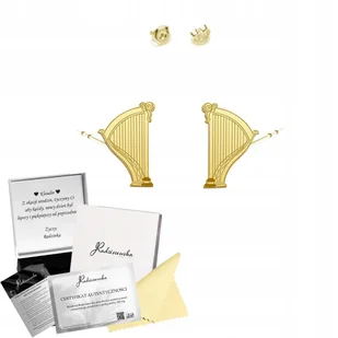 Złote Kolczyki HARFA Muzyka SREBRO 925 Prezent Kobieta DEDYKACJA GRATIS - Kolczyki - miniaturka - grafika 1