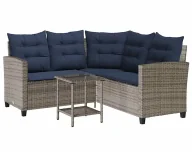 Meble ogrodowe - Sofa ogrodowa ze stolikiem szaro granatowa N8-P93 - miniaturka - grafika 1