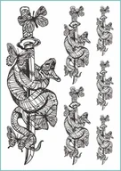 Prace ręczne dla dzieci - Tatuaże tymczasowe zmywalne, WĄŻ I MOTYLE, arkusz A4 - miniaturka - grafika 1