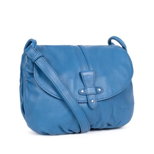 Hexagona Damska Cuir de Vachette Souple Gras Paris 2 uchwyty kolekcja Savage – Azur – z tłustej skóry bydlęcej – torba na ramię – mała torba, lazurowy niebieski, dł. 39 x wys.: 31 x P: 11,5 cm