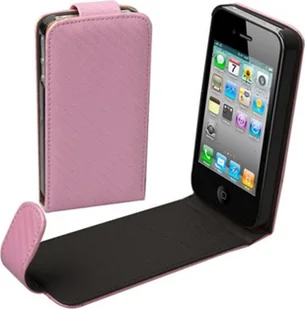 Etui na telefon komórkowy flip thin carbon look do telefonu komórkowego iPhone 4 / 4s różowy błyszczący - Etui i futerały do telefonów - miniaturka - grafika 1
