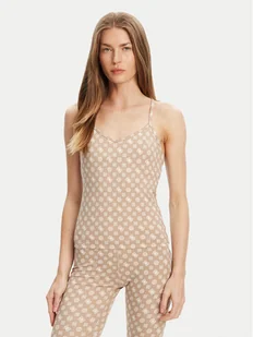 Guess Top V5YP11 MC03W Beżowy Slim Fit - Koszulki i topy damskie - miniaturka - grafika 1