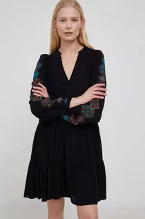 Sukienki - Desigual sukienka kolor czarny mini rozkloszowana - grafika 1