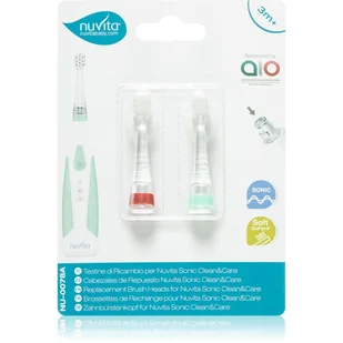 Nuvita Sonic Clean&Care Replacement Brush Heads głowica wymienna do sonicznej szczoteczki do zębów na baterie dla niemowląt Sonic Clean&Care Small Red/Green 3 m+ 2 szt. - Końcówki do szczoteczek elektrycznych - miniaturka - grafika 1