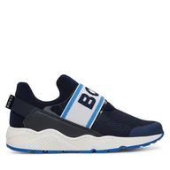 Buty dla chłopców - Sneakersy BOSS J51645 M Granatowy - miniaturka - grafika 1