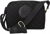 Torebki damskie - Torebka Na Ramie Listonoszka Monnari Pasek Logo Pikowana Miejska Czarna - miniaturka - grafika 1