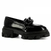 Mokasyny damskie - Czarne lakierowane półbuty CARINII - Carinii - miniaturka - grafika 1