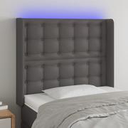 Inne meble do sypialni - Lumarko Zagłówek do łóżka z LED, szary, 83x16x118/128cm, sztuczna skóra - miniaturka - grafika 1