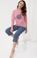 Piżamy damskie - Piżama damska różowa z spodniami w rozeteki 331, Kolor różowo-granatowy, Rozmiar M, Luna - Primodo.com - miniaturka - grafika 1