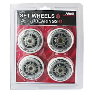 Nils EXTREME EXTREME Zestaw EXTREME PU 64x24 82A Białe 4 szt.) + ABEC-7 8 szt.) - Akcesoria do skatingu - miniaturka - grafika 1