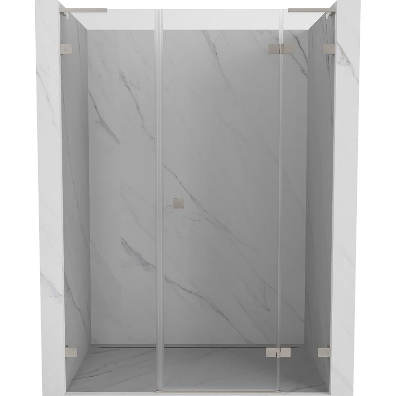 Mexen Lunar L drzwi prysznicowe uchylne prawe 155 cm, transparent, nikiel szczotkowany - 834SL-155-050-97-00-P
