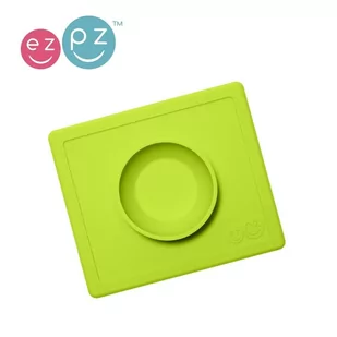 EZPZ Silikonowa miseczka z podkładką 2w1 Happy Bowl zielona EUHBG001 - Miseczki i talerzyki dla dzieci - miniaturka - grafika 2