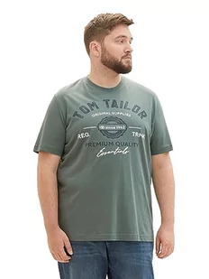 T-shirt męski plus size TOM TAILOR z nadrukiem z logo wykonany z bawełny, 19643-zielony pył, 5XL - Koszulki męskie - miniaturka - grafika 1