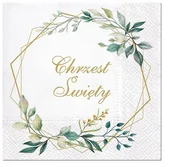 Dekoracje i nakrycia stołu na imprezę - Serwetki papierowe Chrzest złote zdobienie 20szt - miniaturka - grafika 1