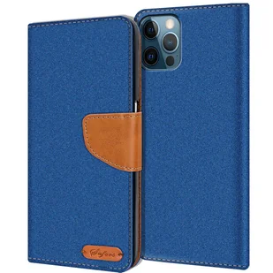 Dżinsowe etui na telefon komórkowy Apple iPhone 12 Pro Max (6,7 cala) Jeans Look Book Case, niebieski - Etui i futerały do telefonów - miniaturka - grafika 1